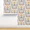 Blush Pink Art Nouveau Floral Scale Flowers Gold Mustard Spring Vintage Custom Pre-pasted Wallpaper by Spoonflower Pre-Pasted Wallpaper 2FT Wide